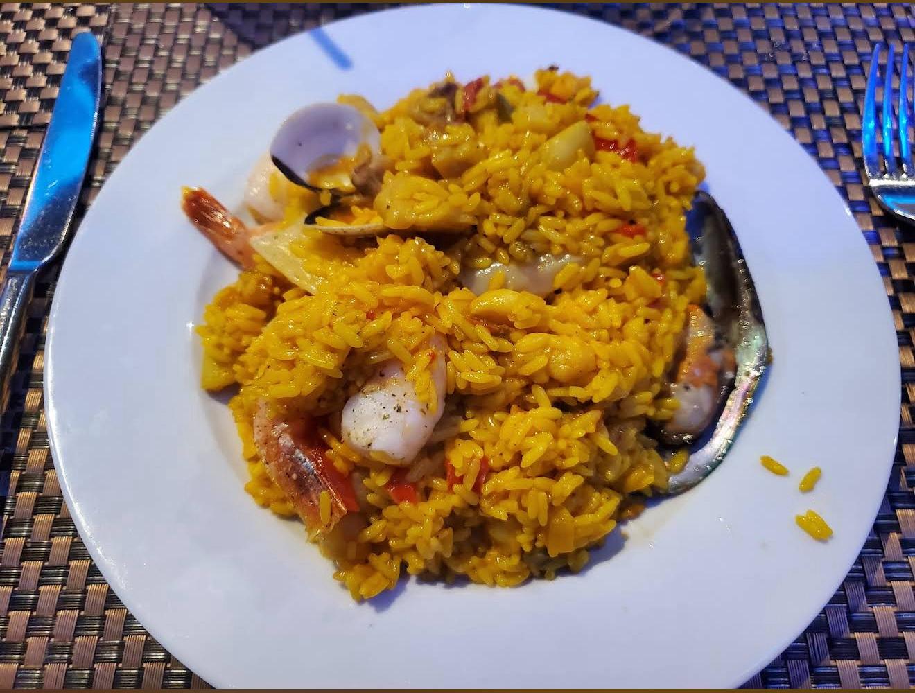 Authentic Paella dish at El Corcho