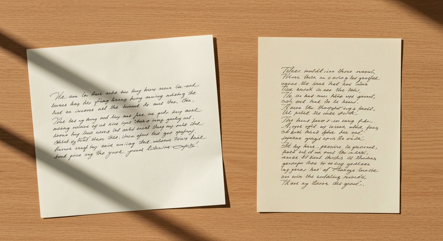 Two handwriting samples side by side