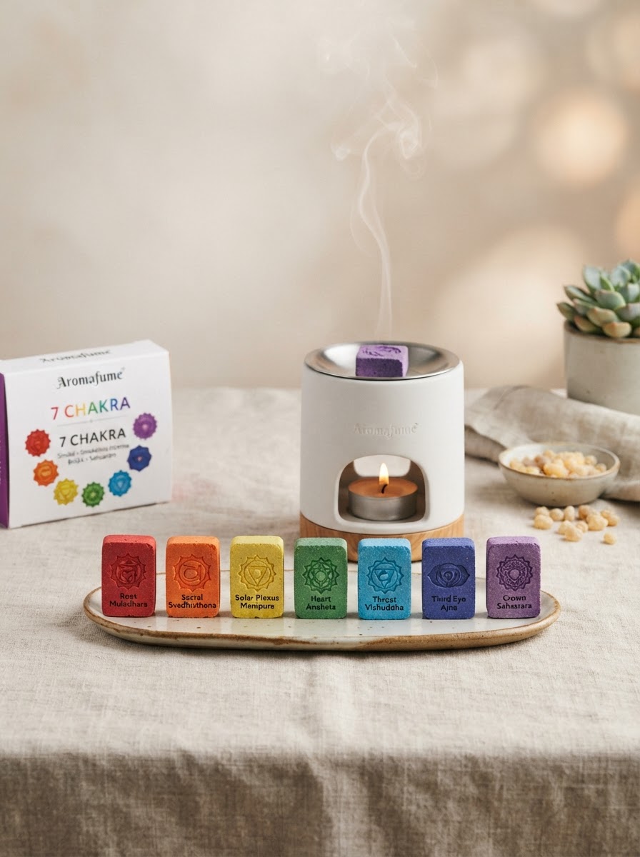 7 Chakra Smokeless Incense Bricks Set — Best for Stress Relief, Best for Beginners