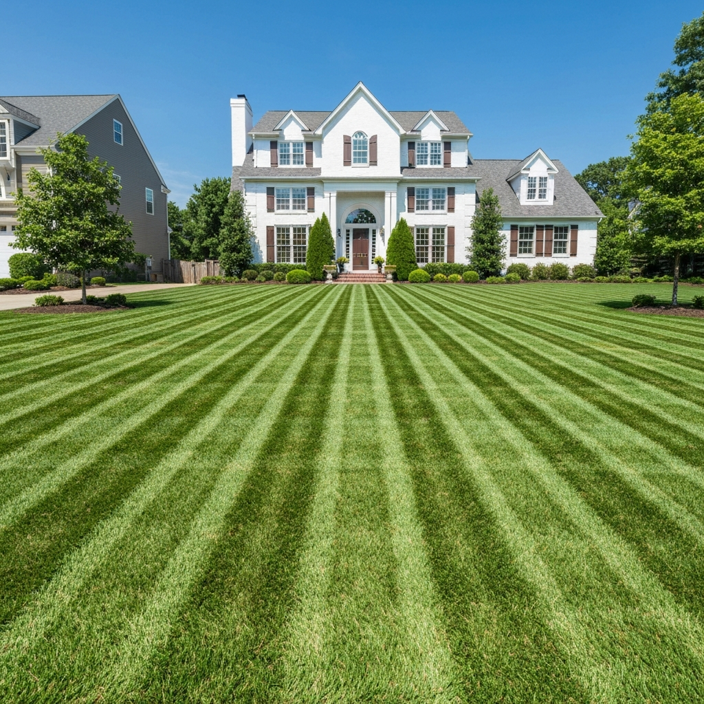 Healthy lawn maintained by irrigation