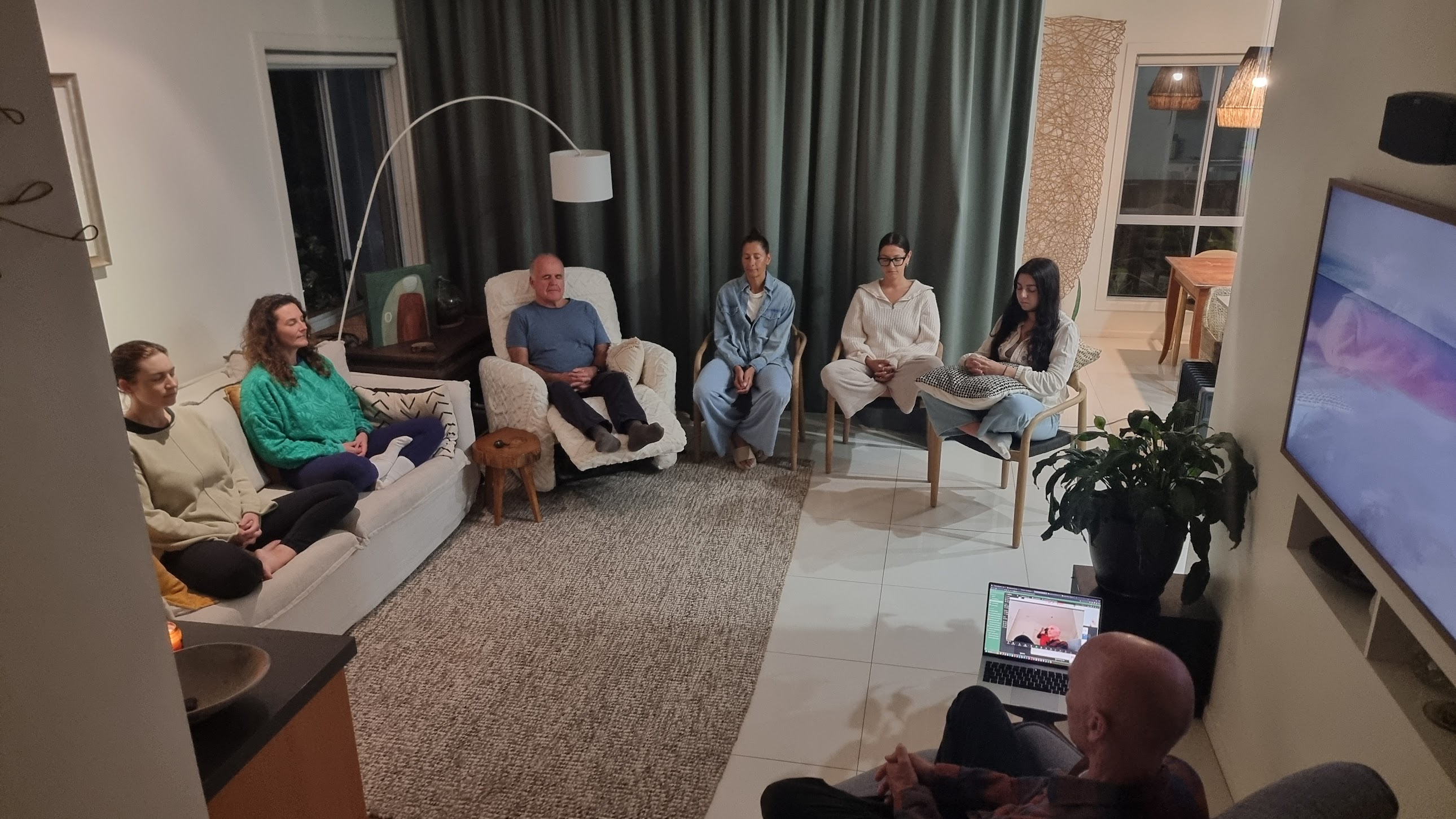 Group of people meditating together