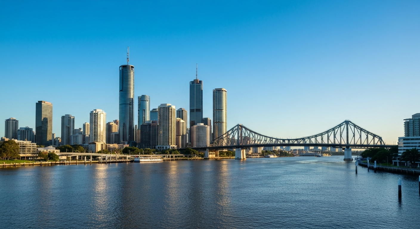 Brisbane City skyline and river