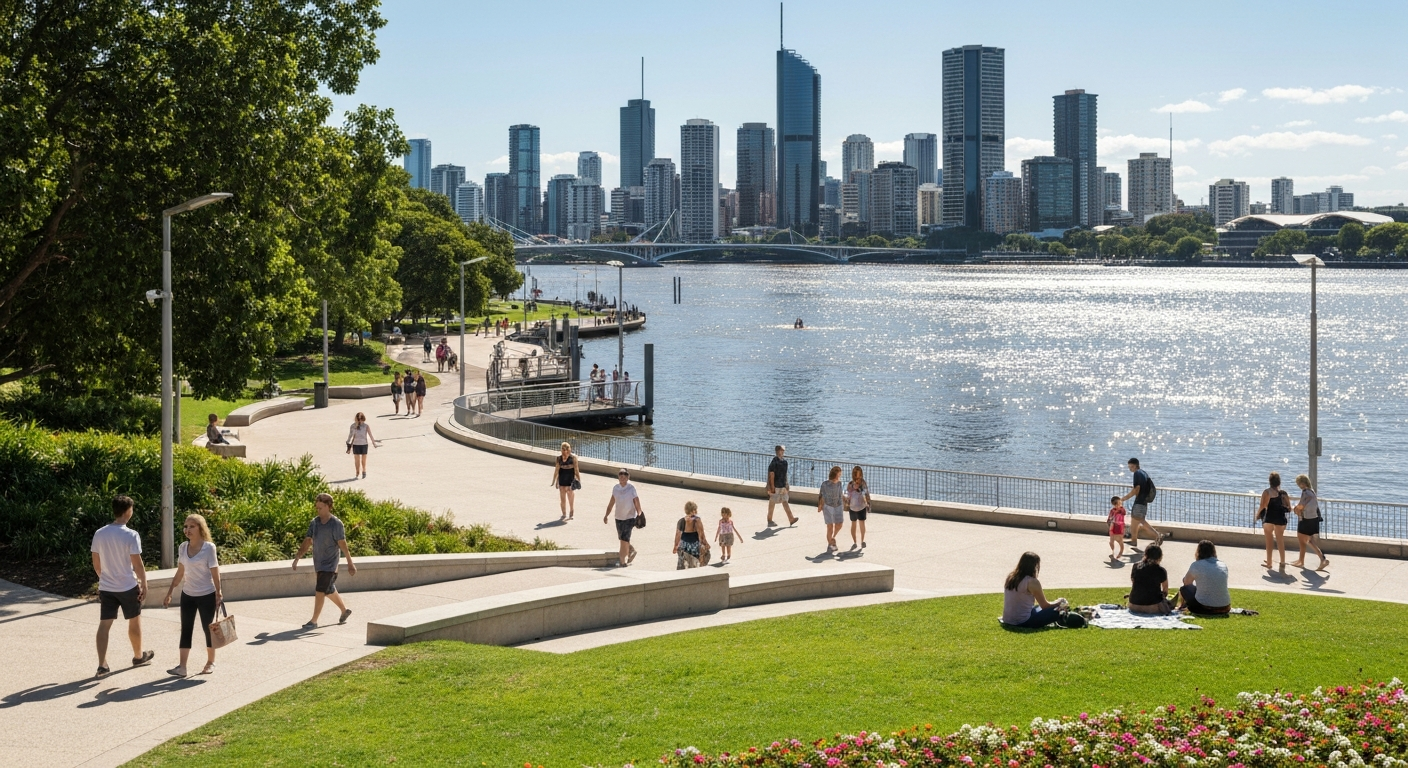 People enjoying South Bank, Brisbane
