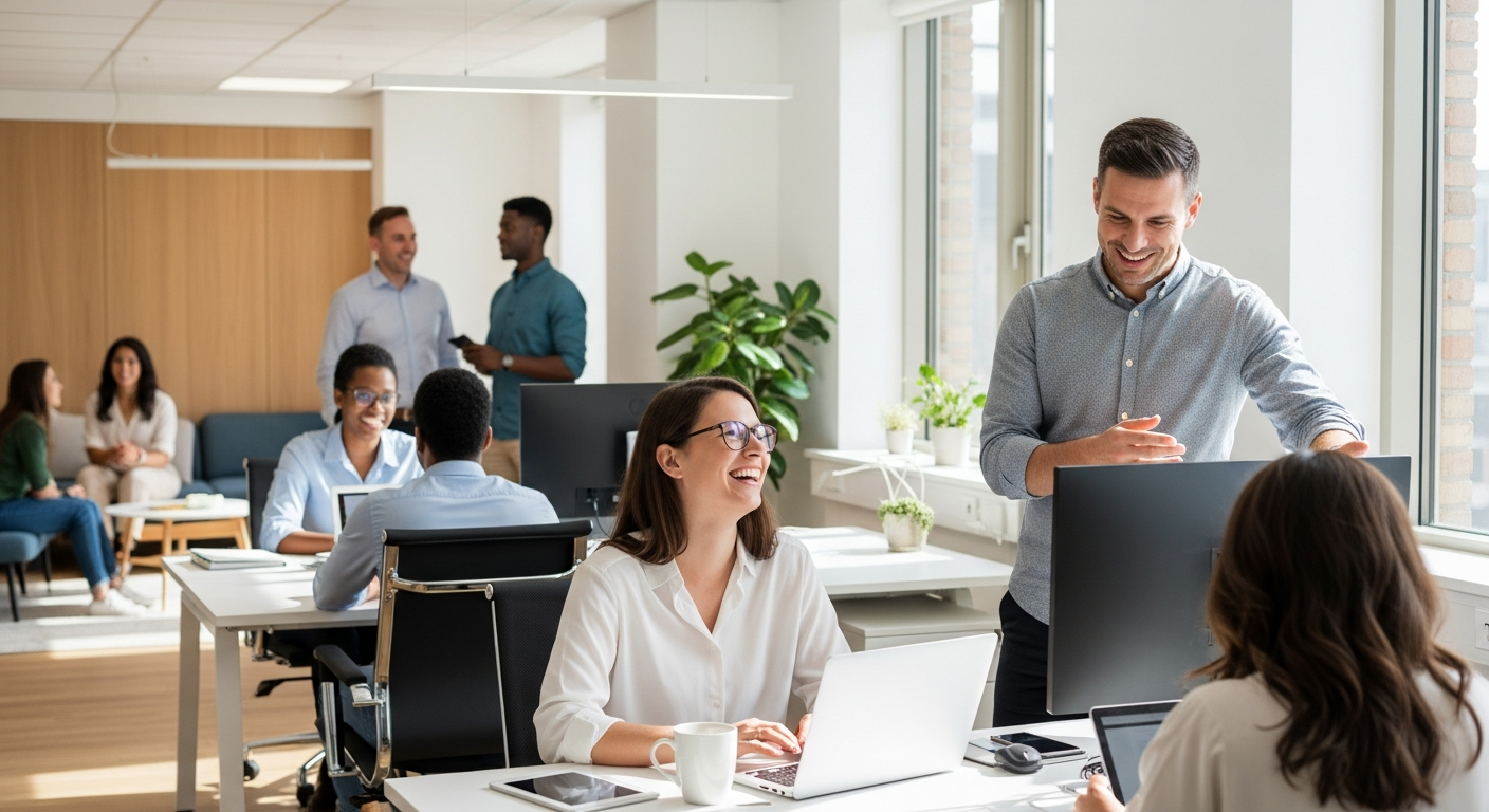 Professionals working in a relaxed modern office