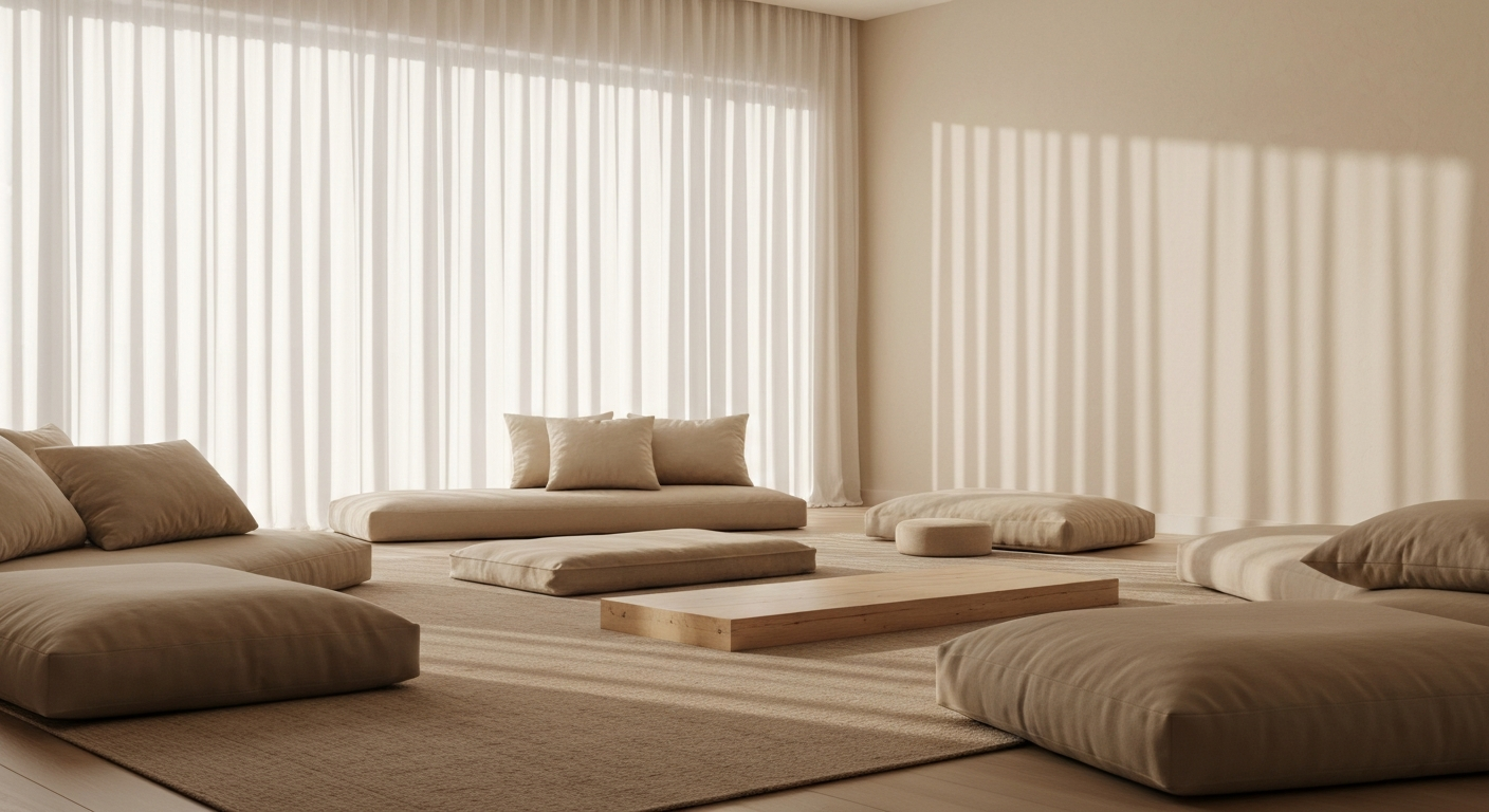 Calm minimal meditation space