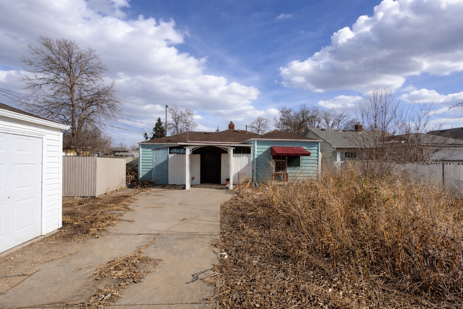 Distressed backyard