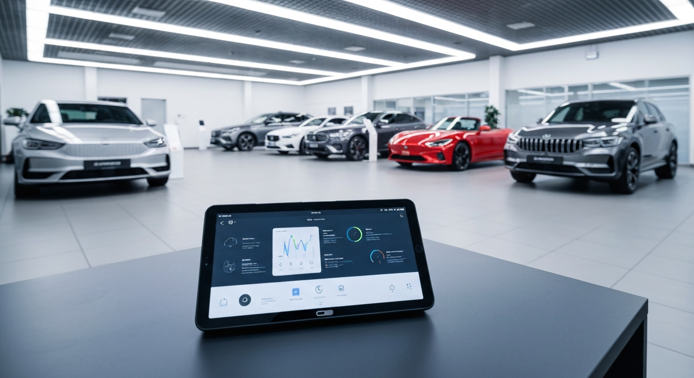 Auto industry professional using technology