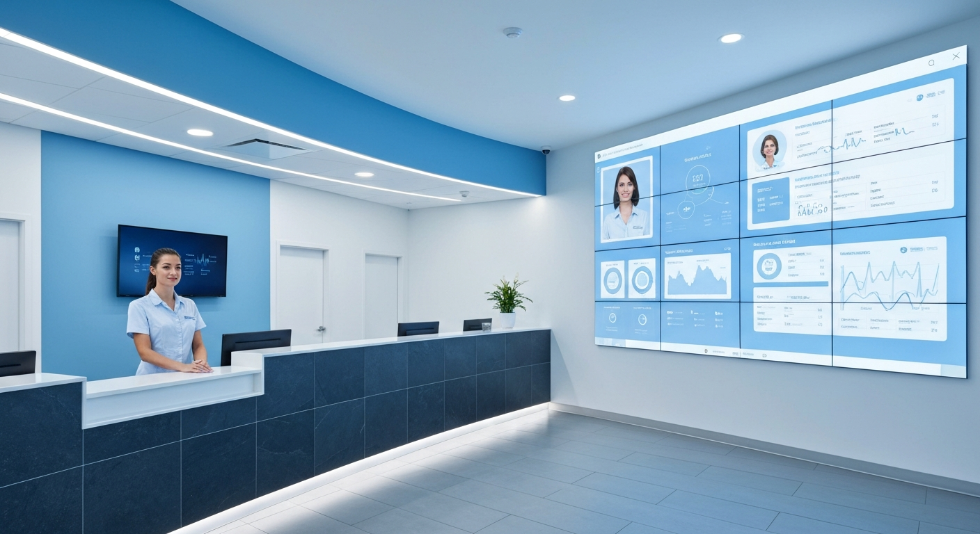 Modern medical clinic reception and technology