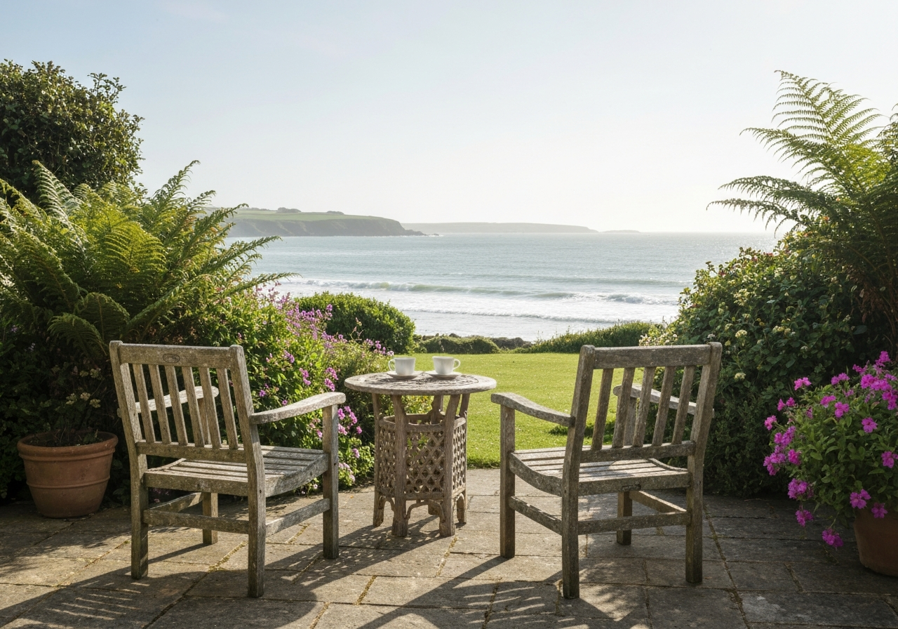 Peaceful outdoor patio seating