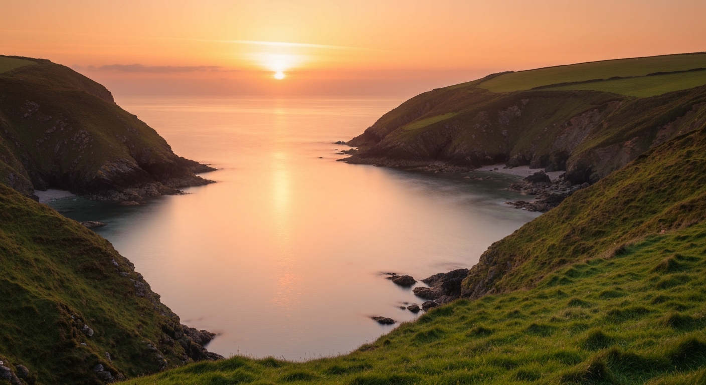 Secluded bay at golden hour
