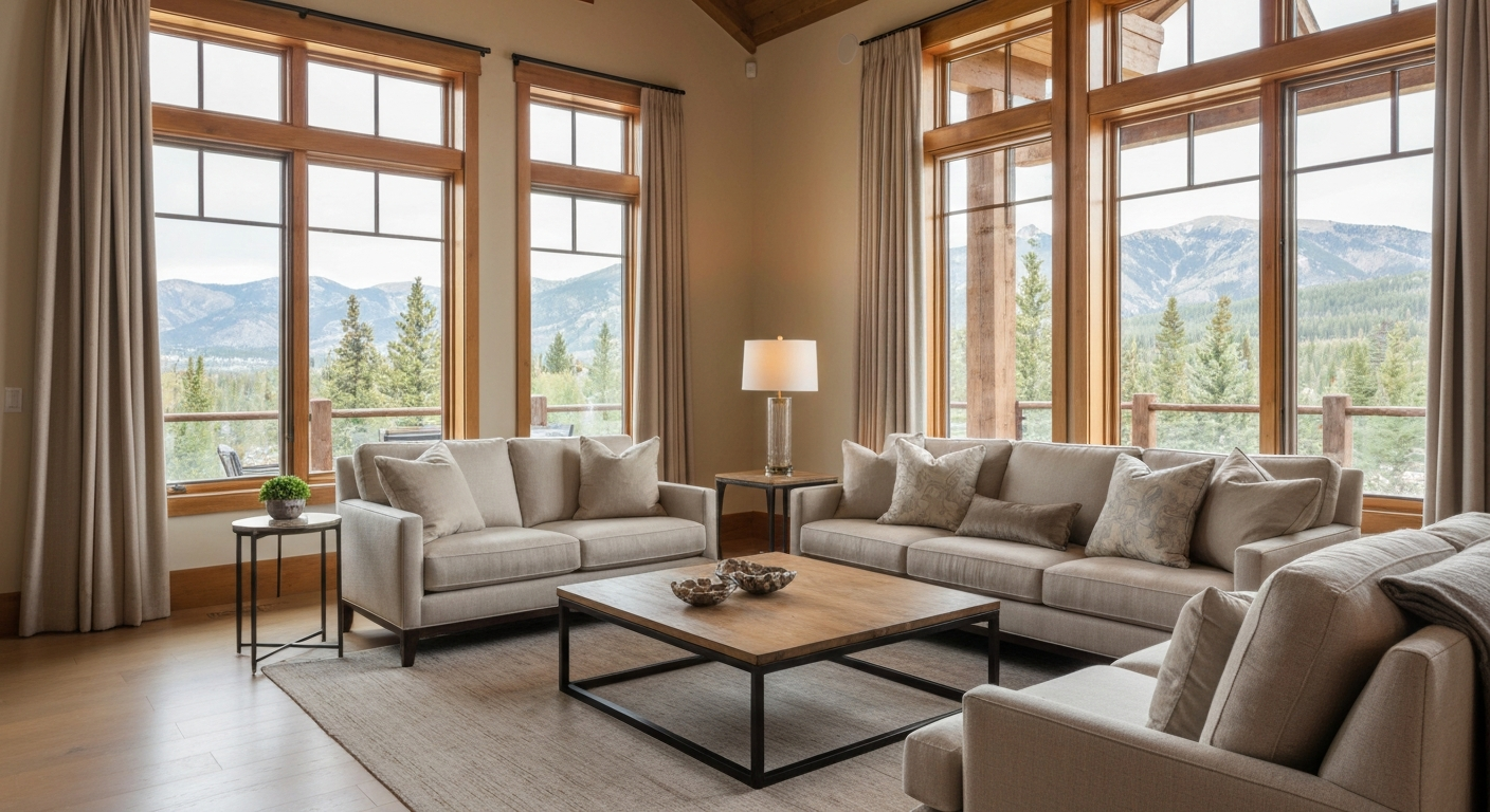 Spotless luxury mountain home living room