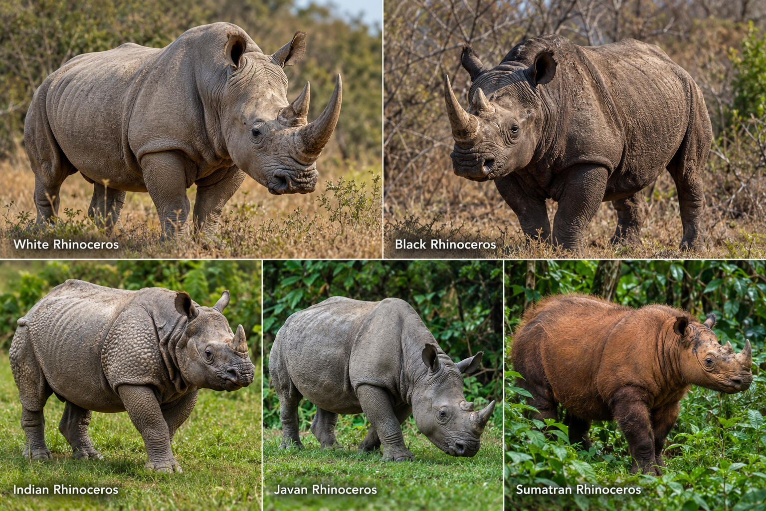 The Five Rhino Species: Nature's Living Giants