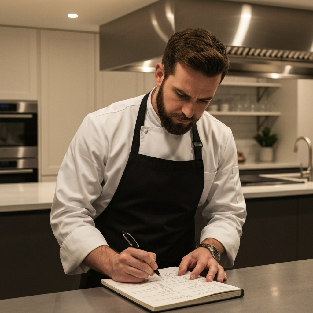 Chef writing a menu