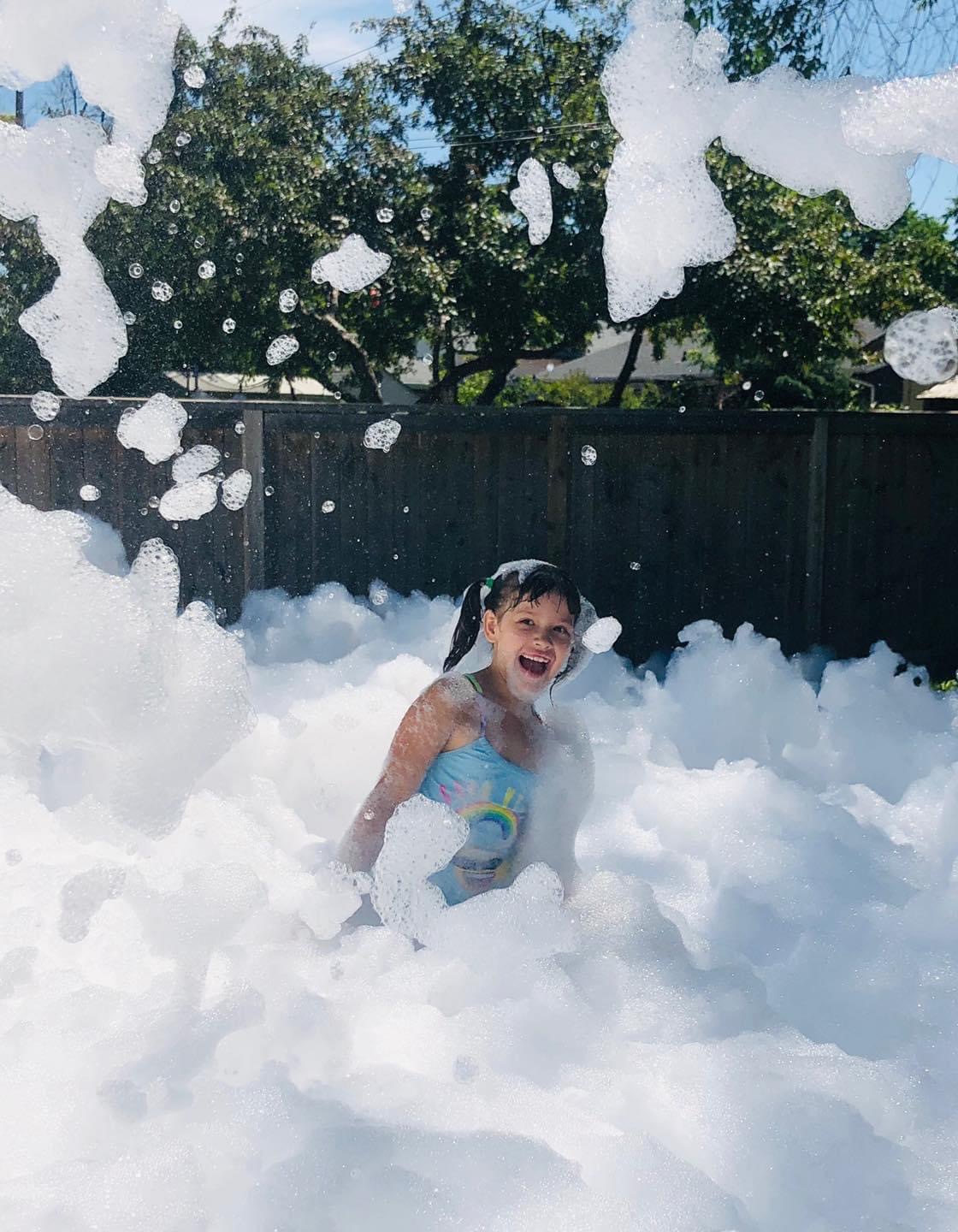Kids playing in foam