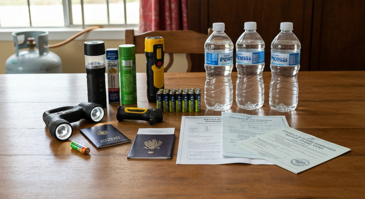 Kit de emergencia familiar para huracanes en Puerto Rico con gas propano