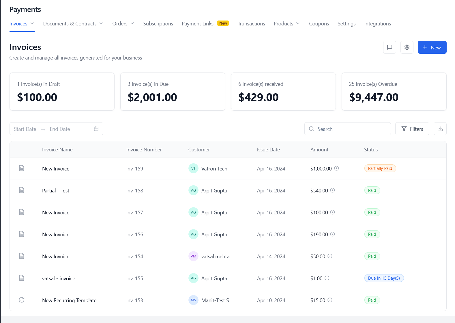 Payments Dashboard