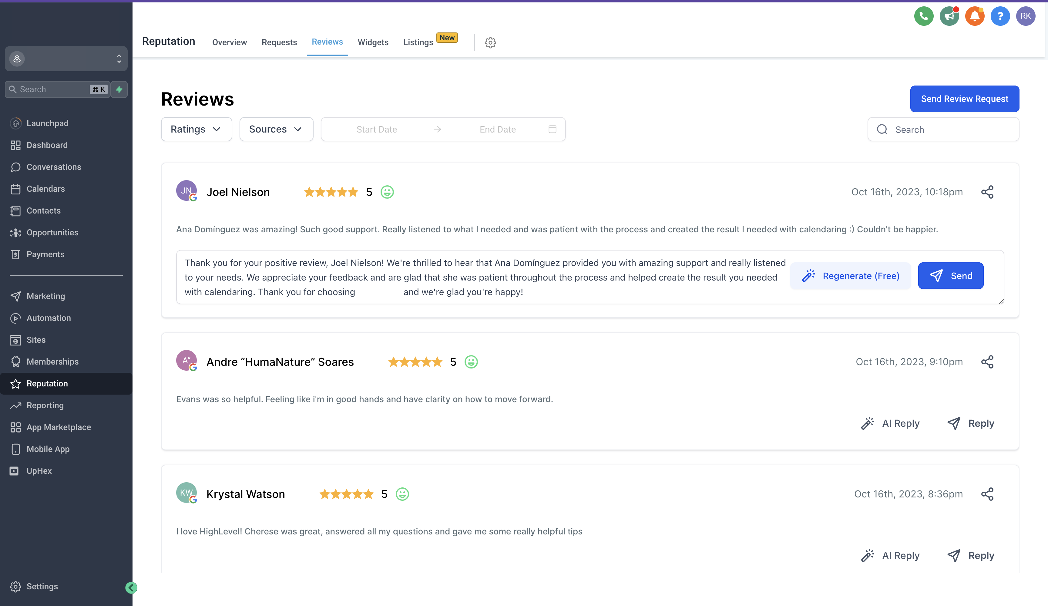 Automated Review Requests