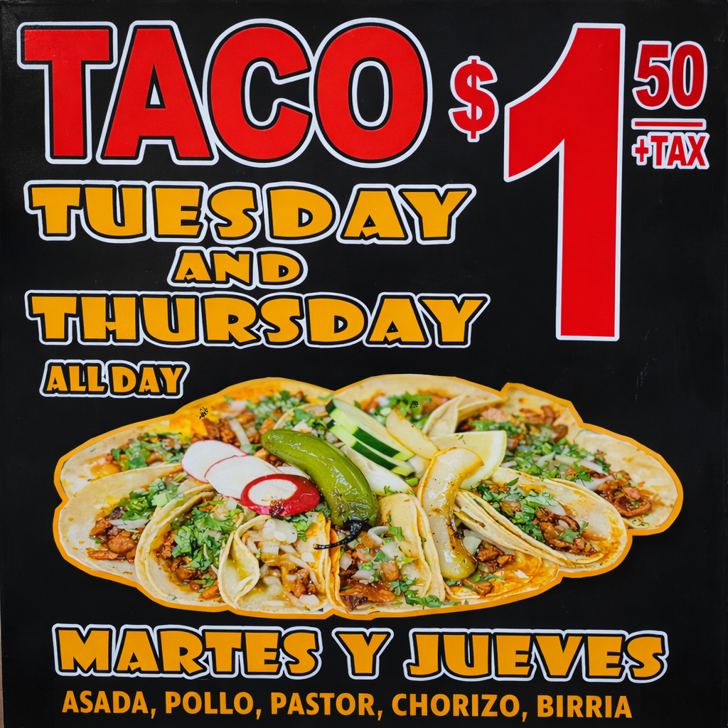 Taco Tuesday and Thursday Special