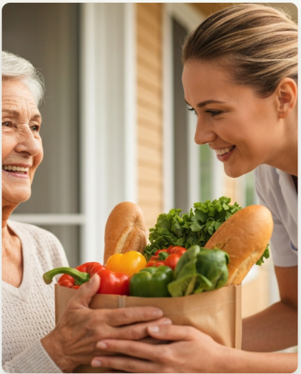 Volunteer helping deliver food