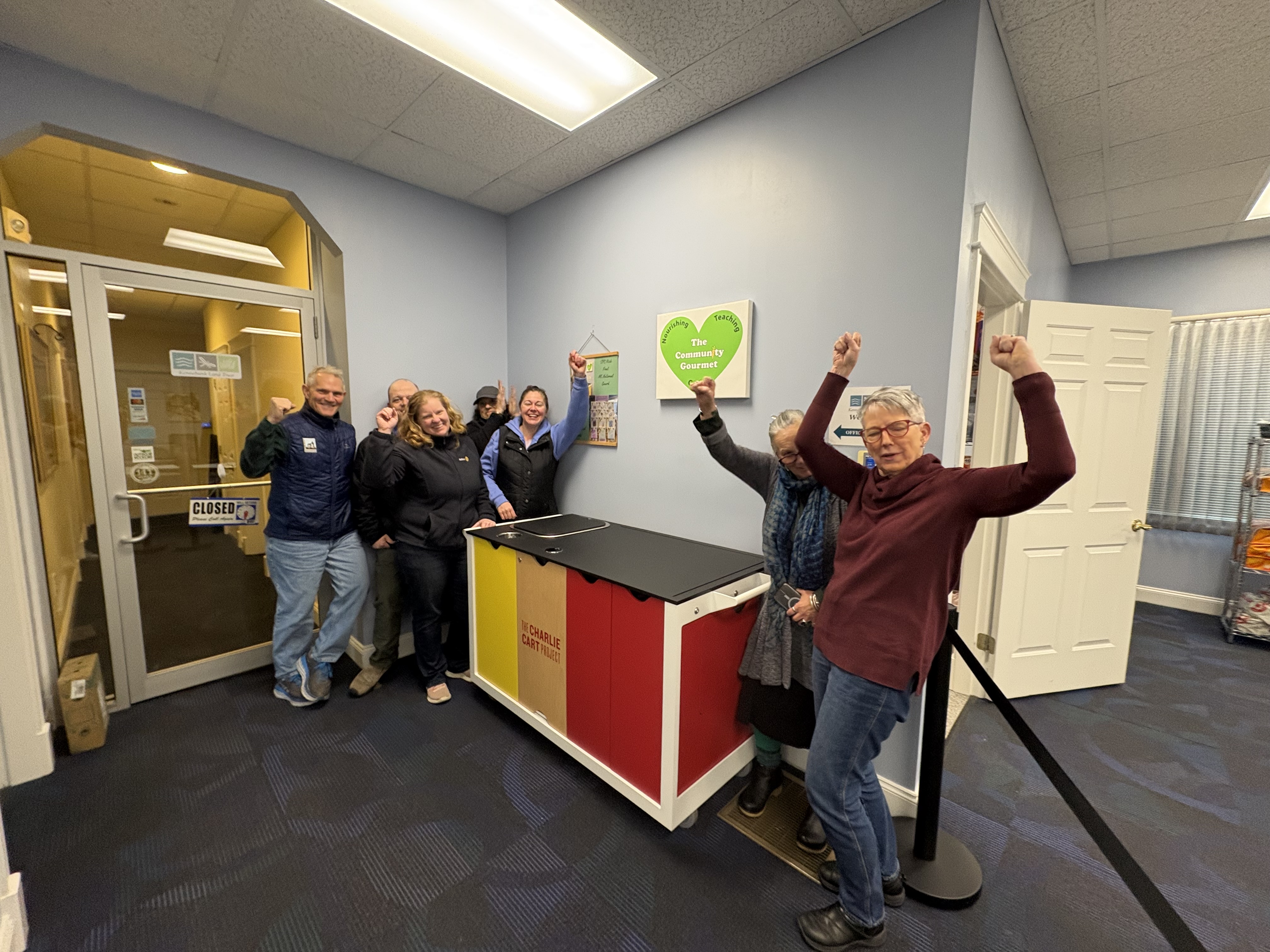 Volunteers cheering