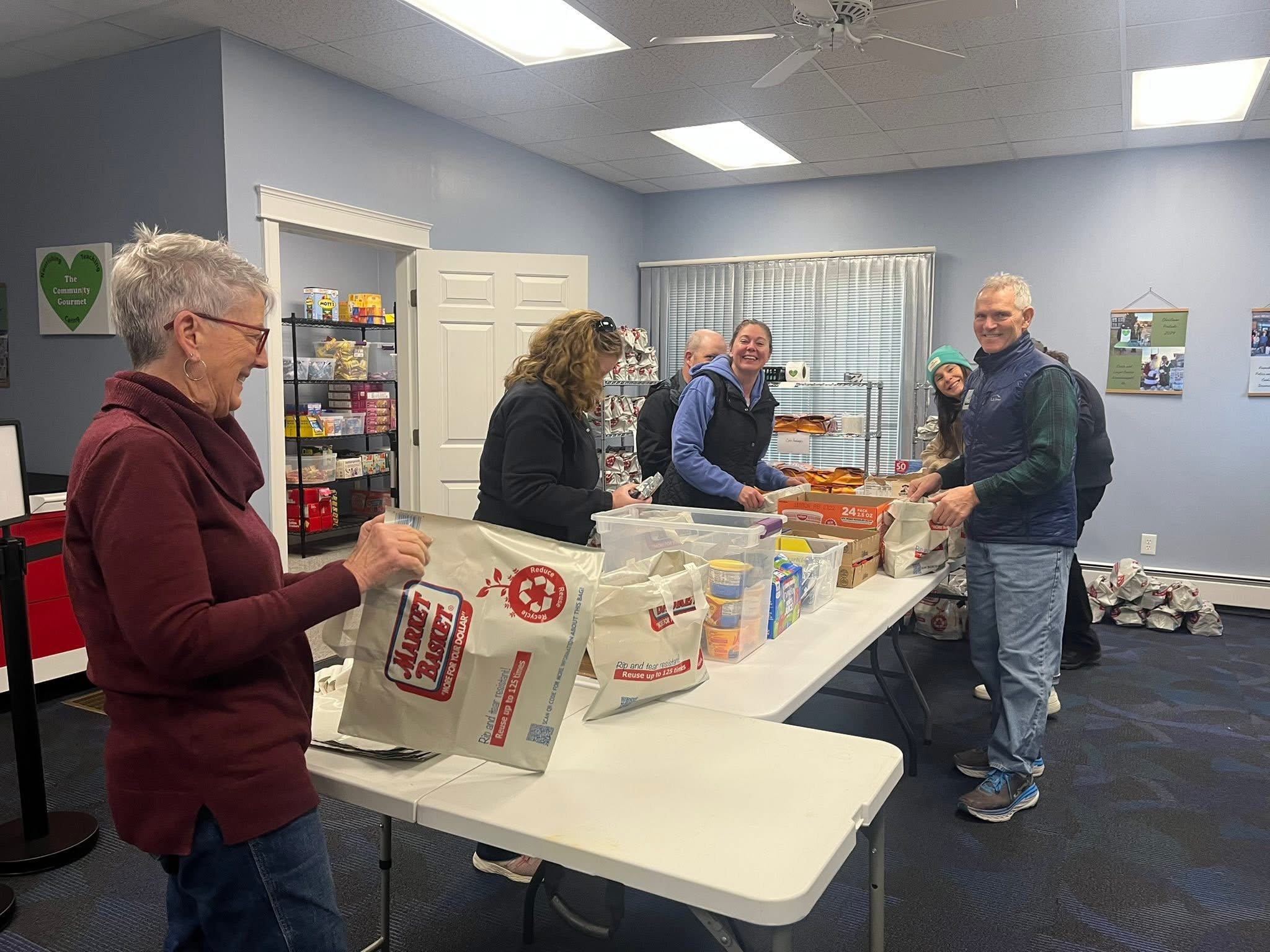 Volunteers packing bags