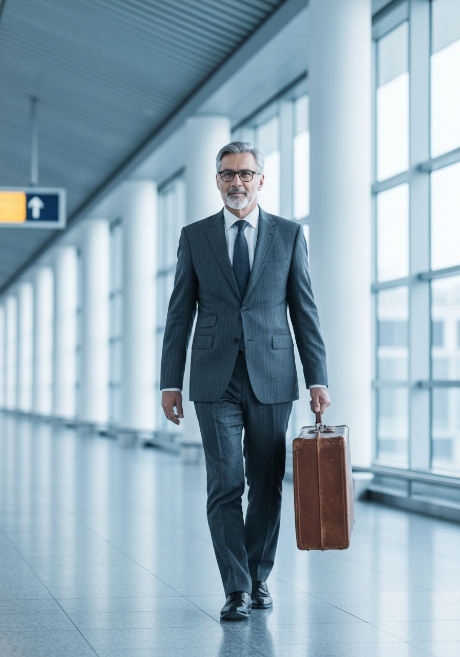 Executive with suitcase in airport