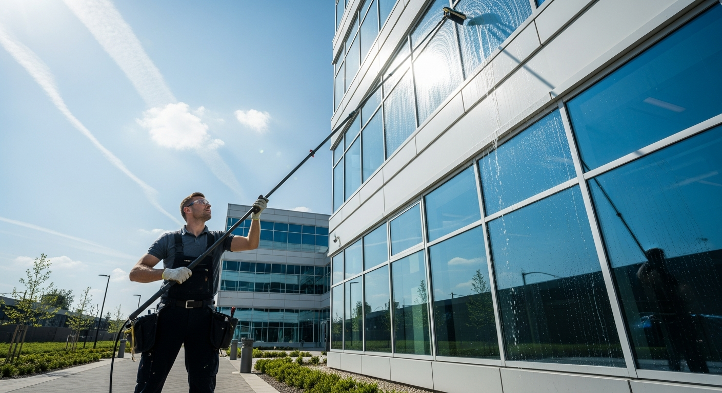 Professional commercial window and exterior cleaning services by GCS Facilities Management