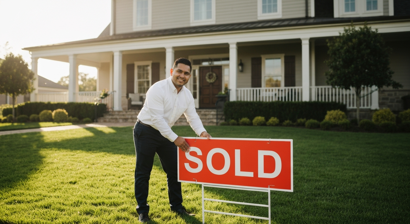 Sold sign in front of home