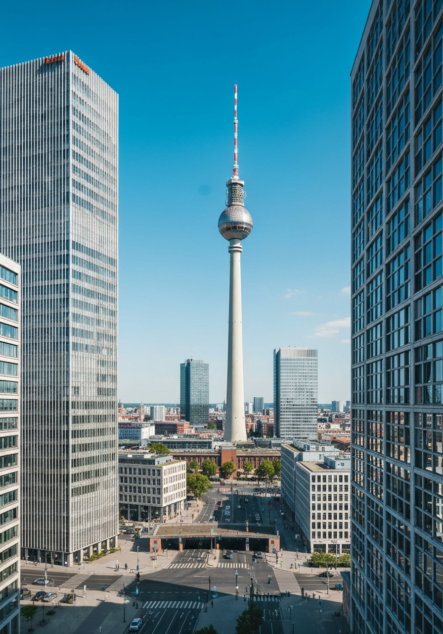 Berliner Skyline mit Fernsehturm und moderner Wirtschaft