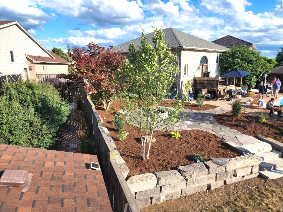 Backyard Garden With Stone Walkway