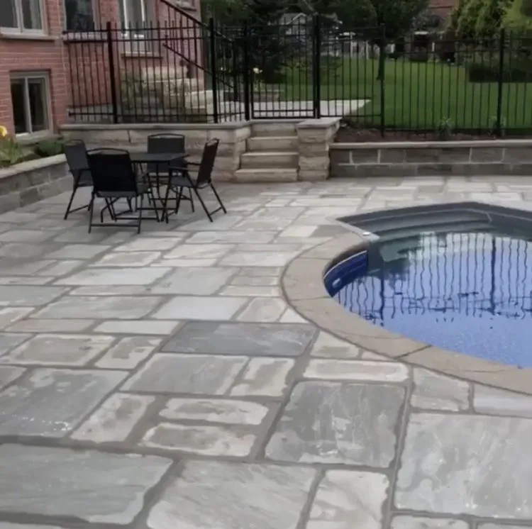 Square-cut Flagstone With Retaining Wall
