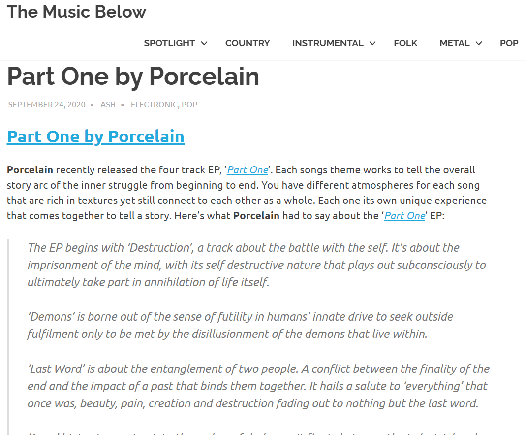 The Music Below - Part One