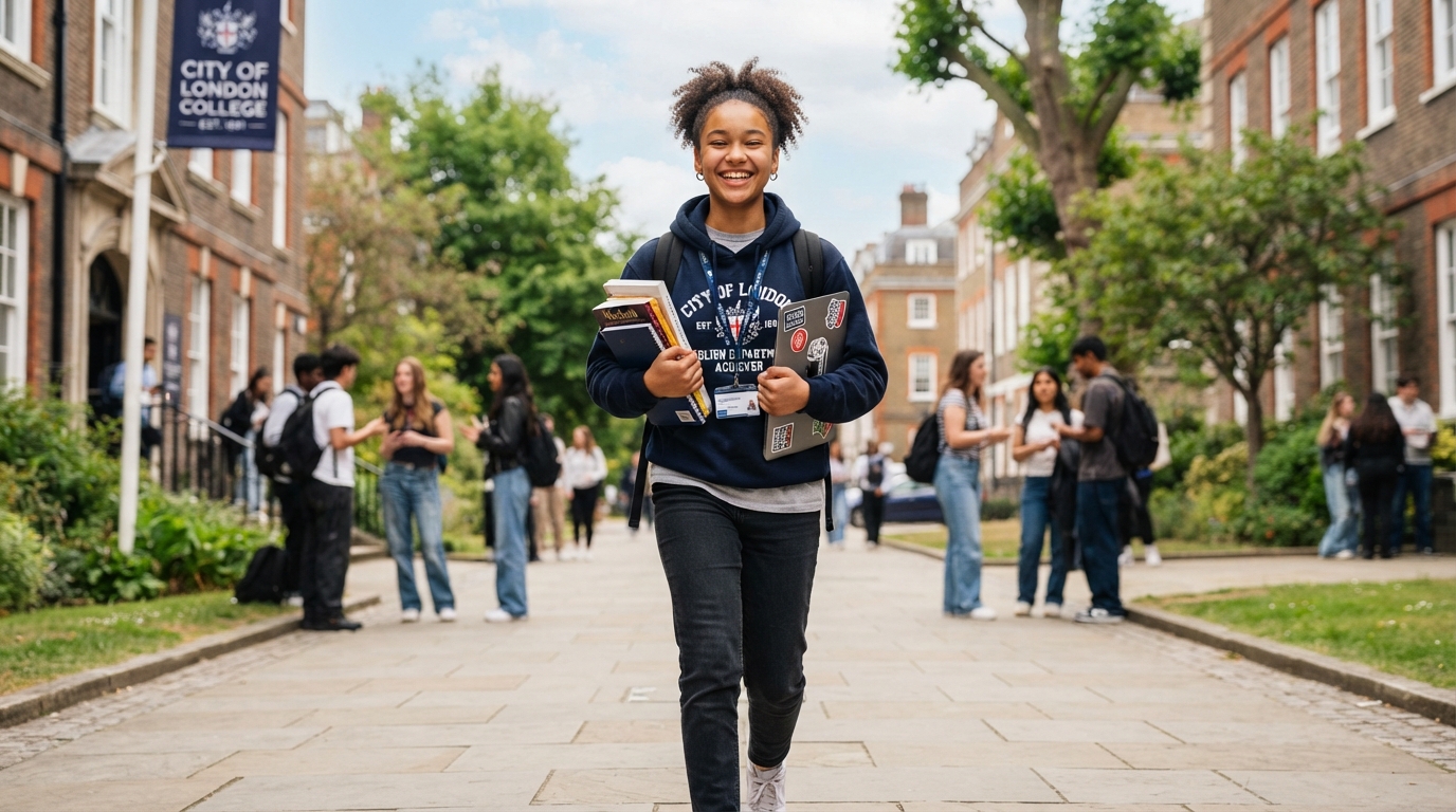 Confident student moving forward into college life after passing GCSE English