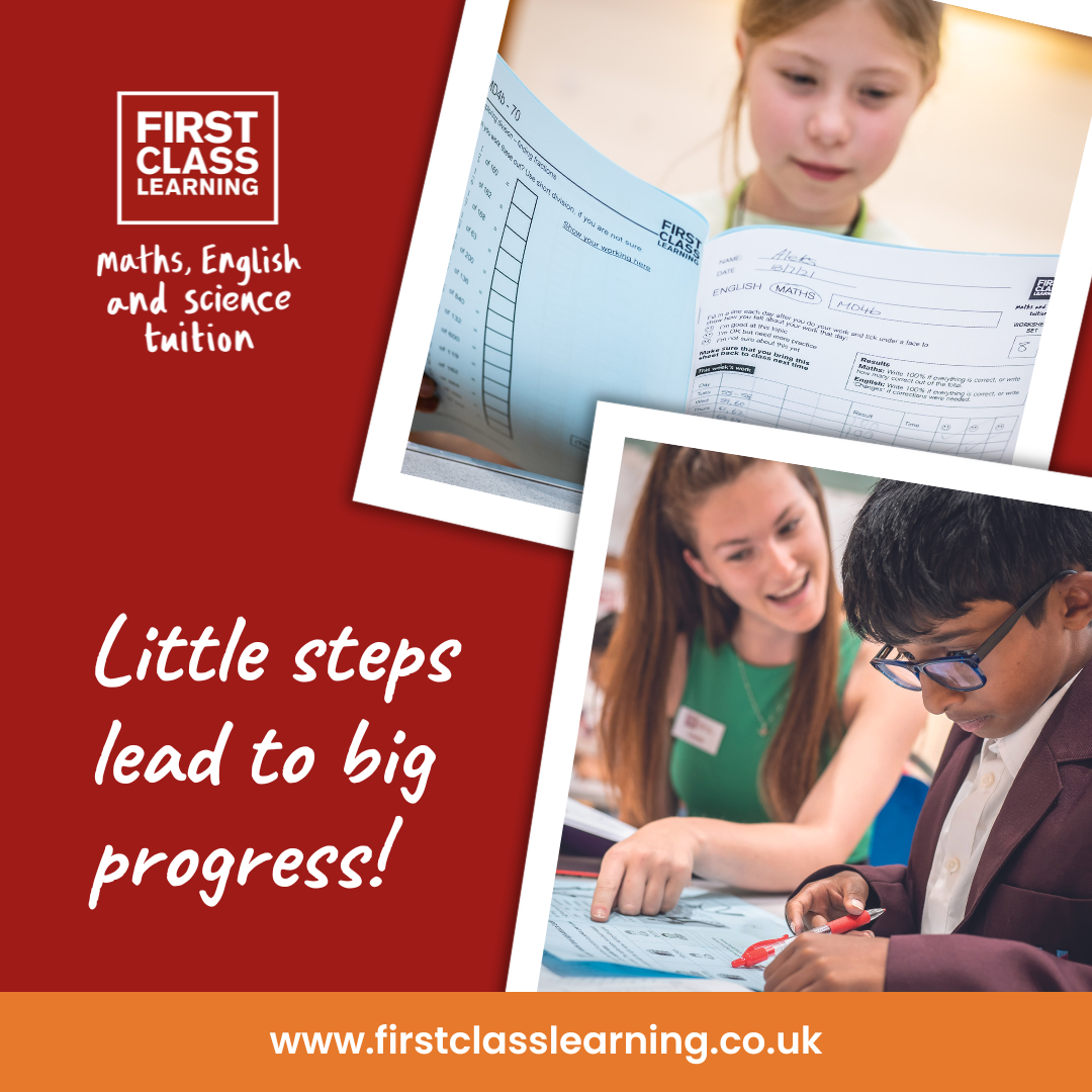 First Class Learning Maths and English tuition students with worksheets: Little steps lead to big progress