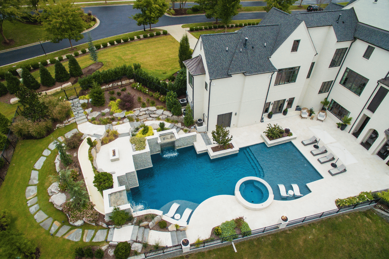 Custom gunite pool with tanning ledge