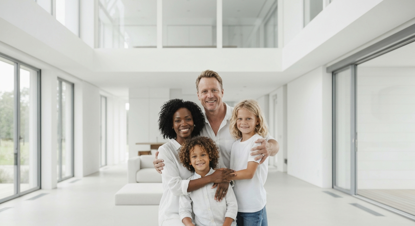 Happy family in a modern home