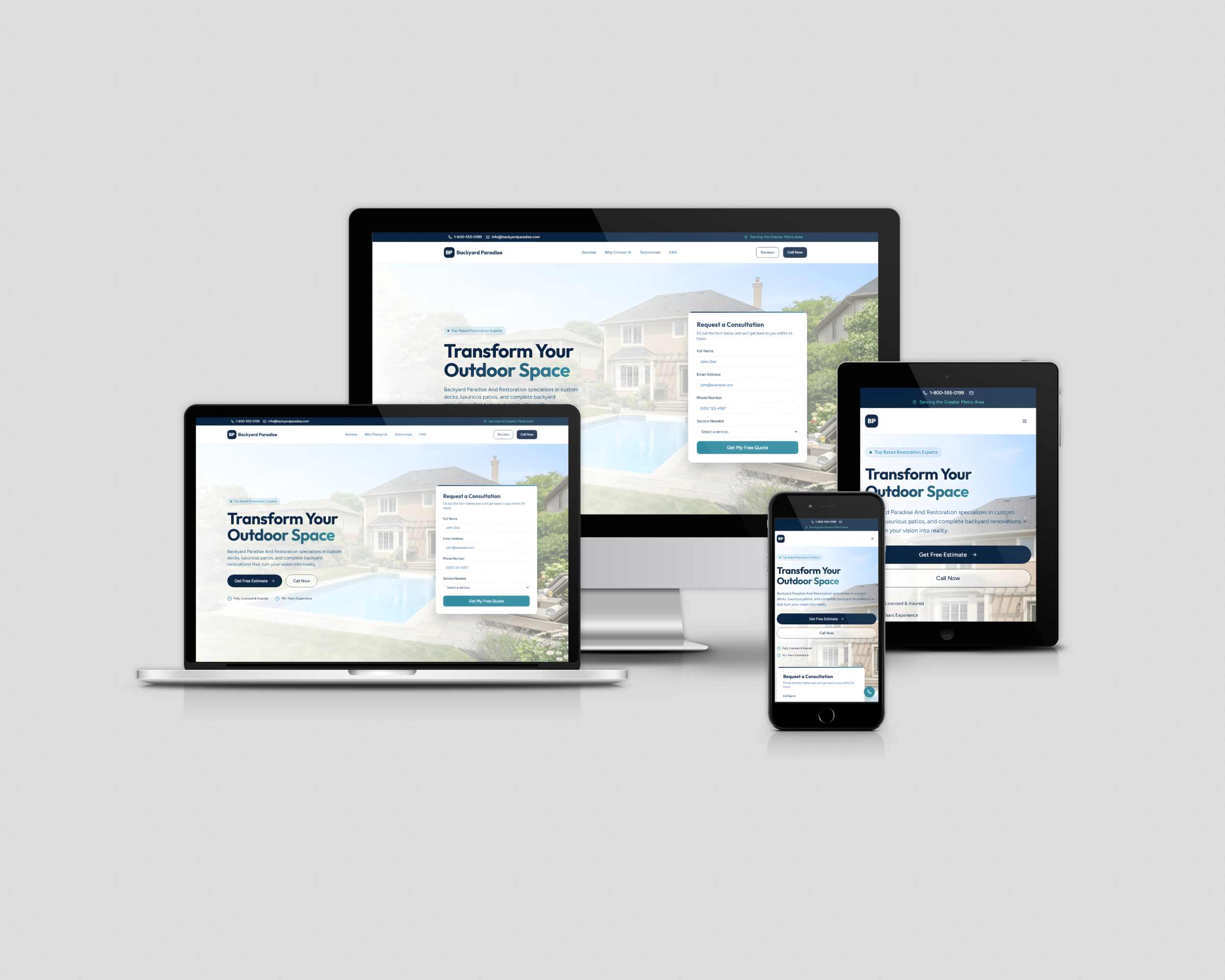 Backyard Paradise website design by Shallow Consulting