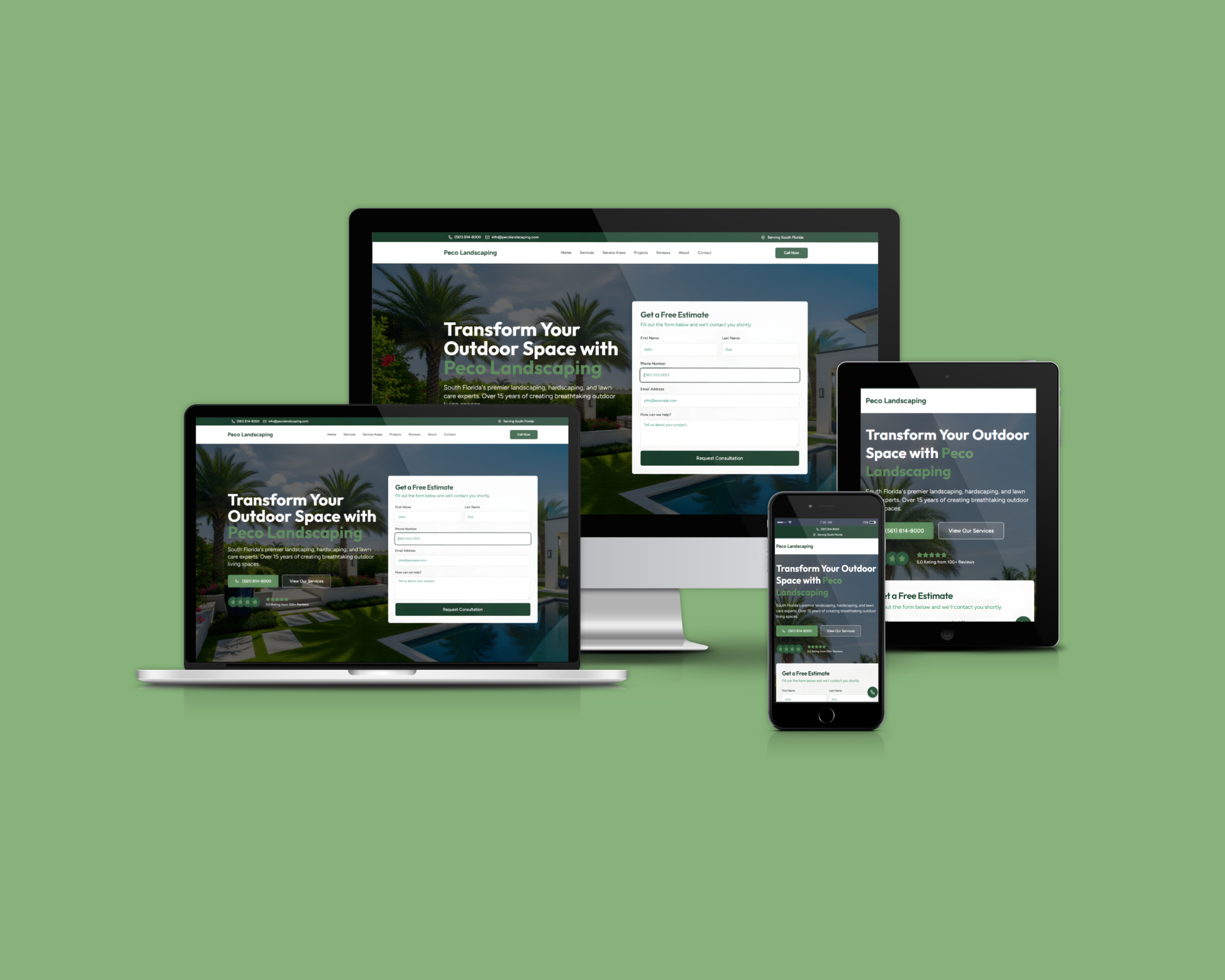 Peco Landscaping website design by Shallow Consulting
