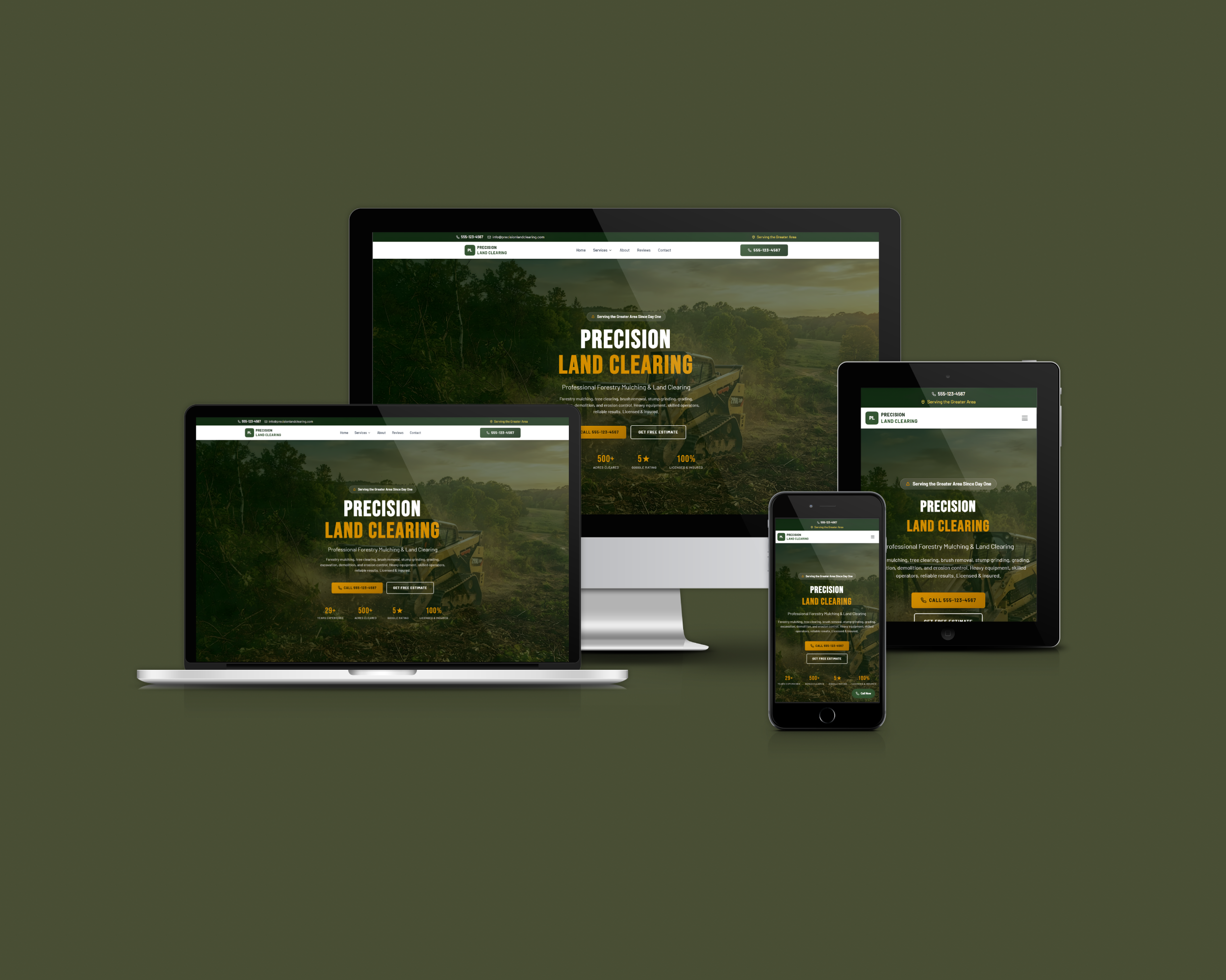 Precision Land Clearing website design by Shallow Consulting