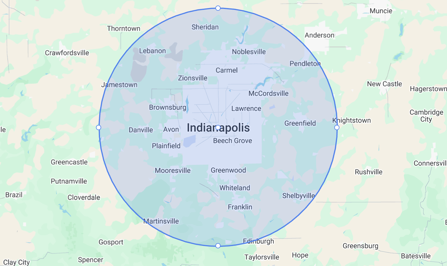 Indianapolis Service Area Map