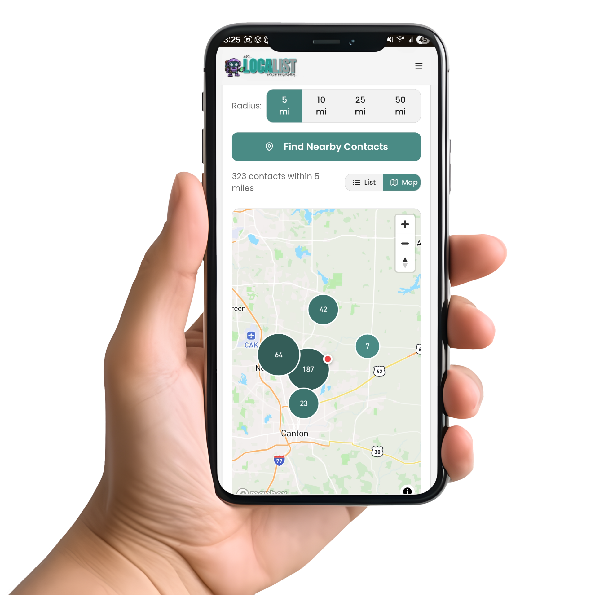 AKL LocaList app on phone