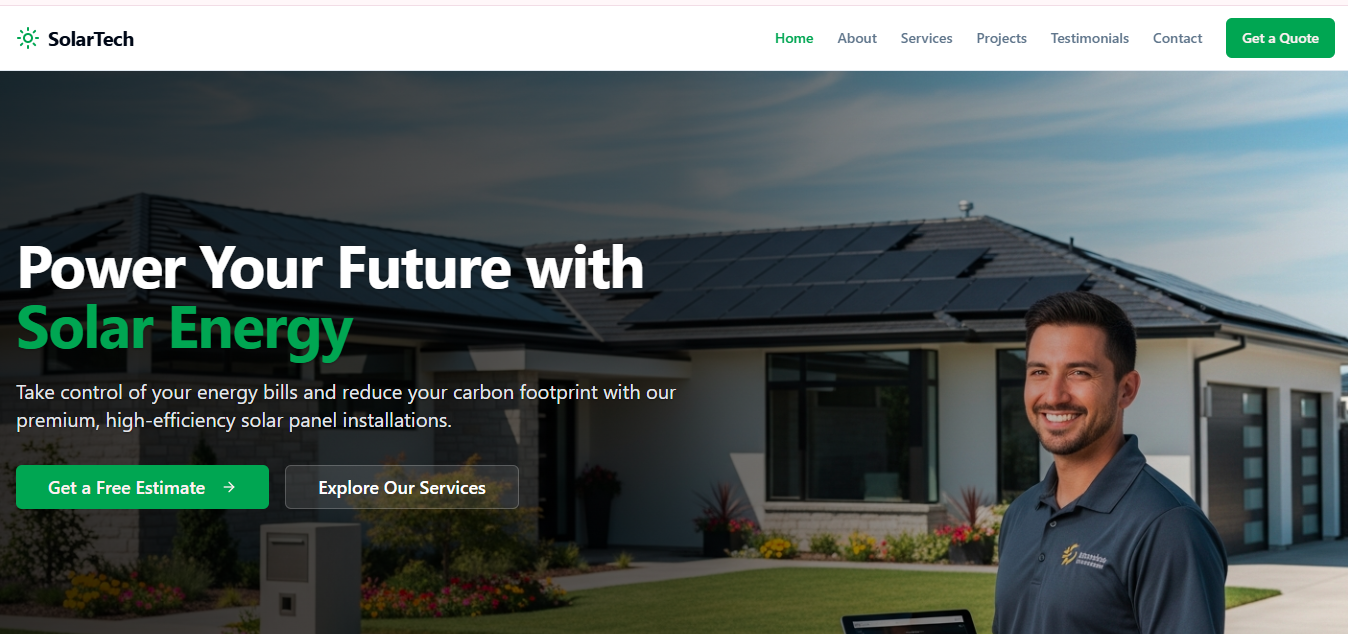 Solar Panel Company Website