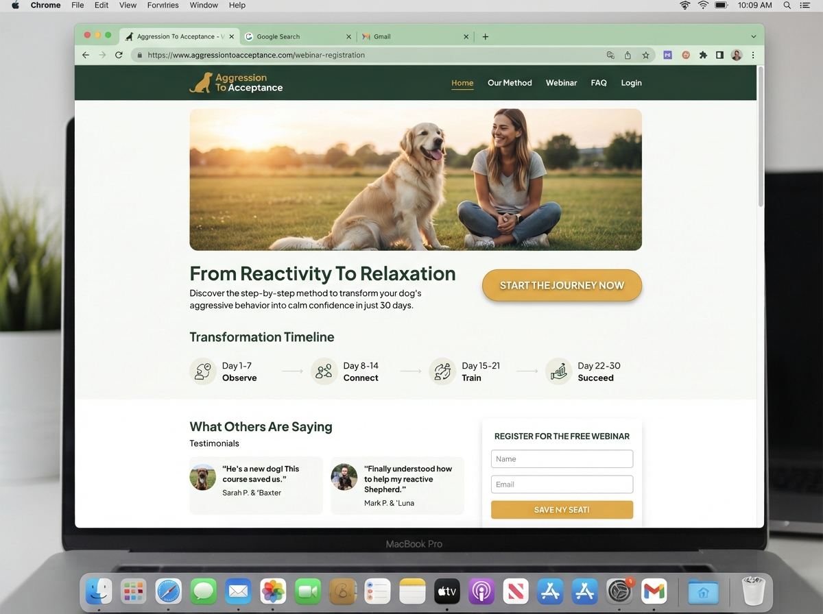 Aggression To Acceptance webinar page built by DogTrainerPRO