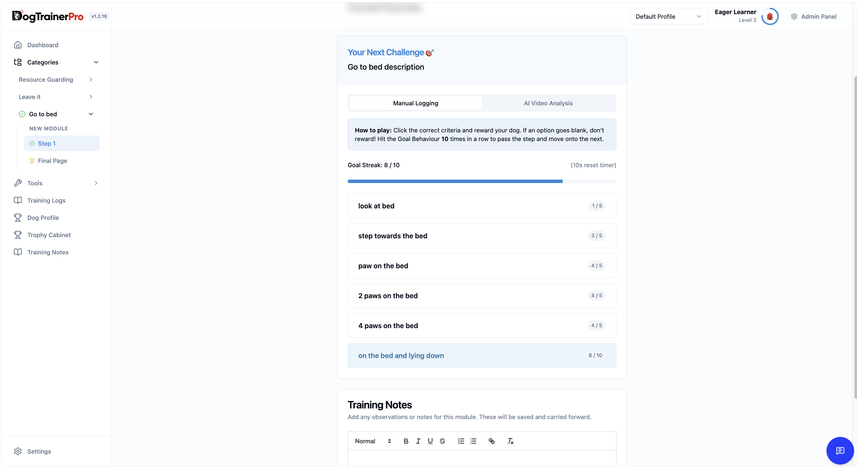 Shaping Tasks Example