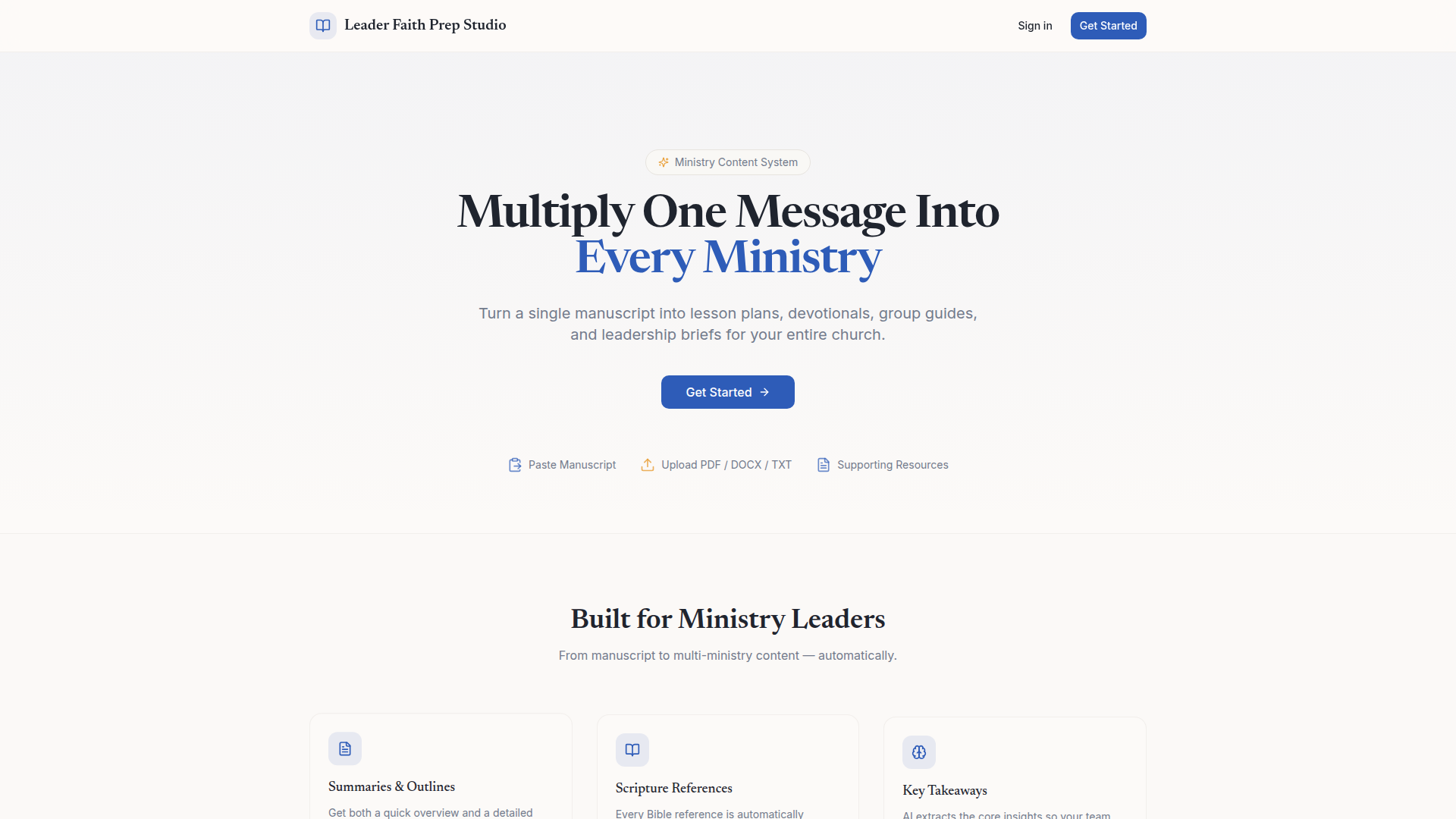 Leader Faith Prep Studio