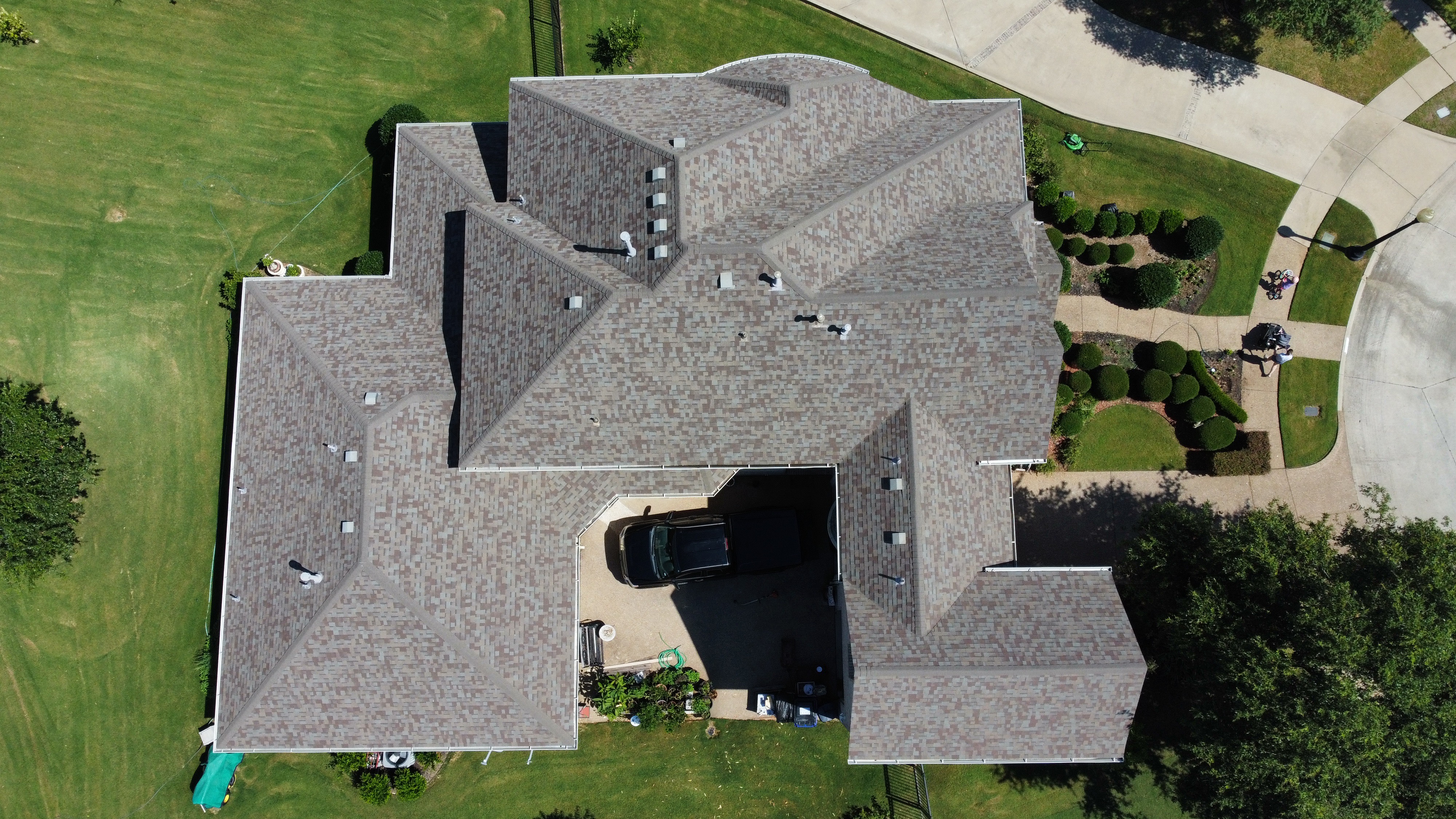 Aerial view of residential roof
