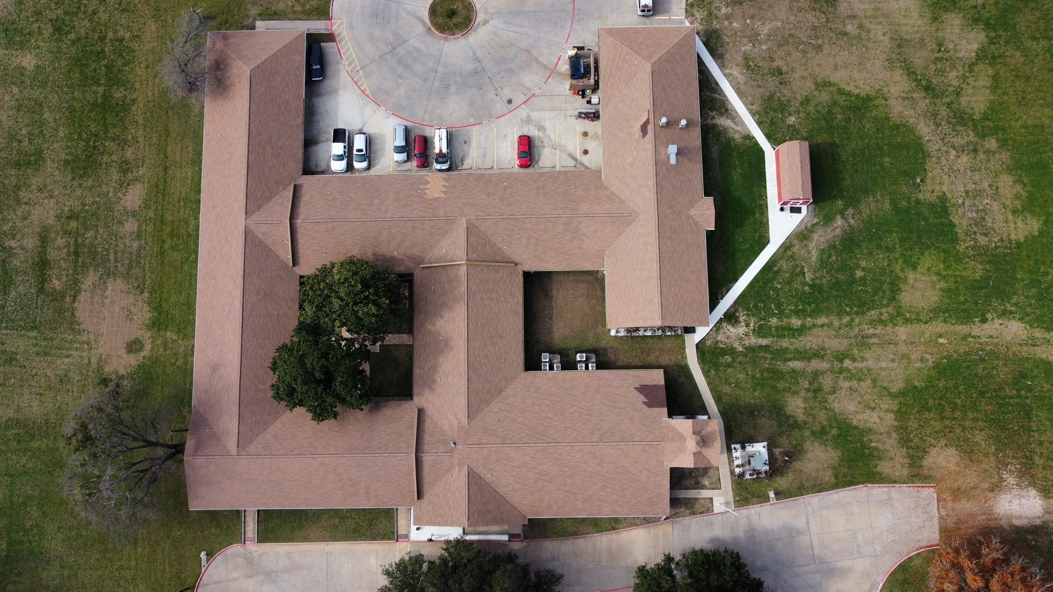 Aerial view of residential roof