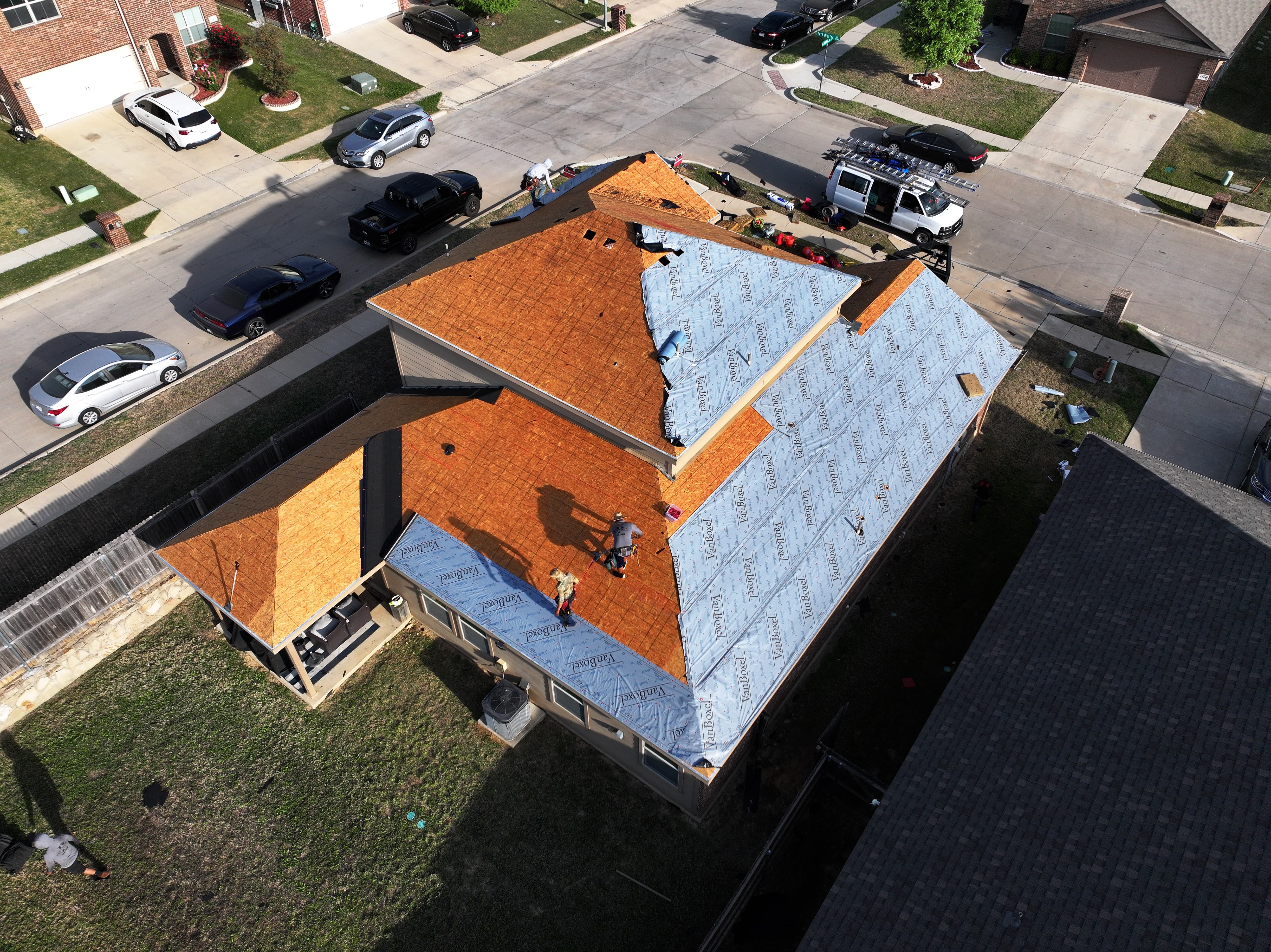 Roof replacement in progress