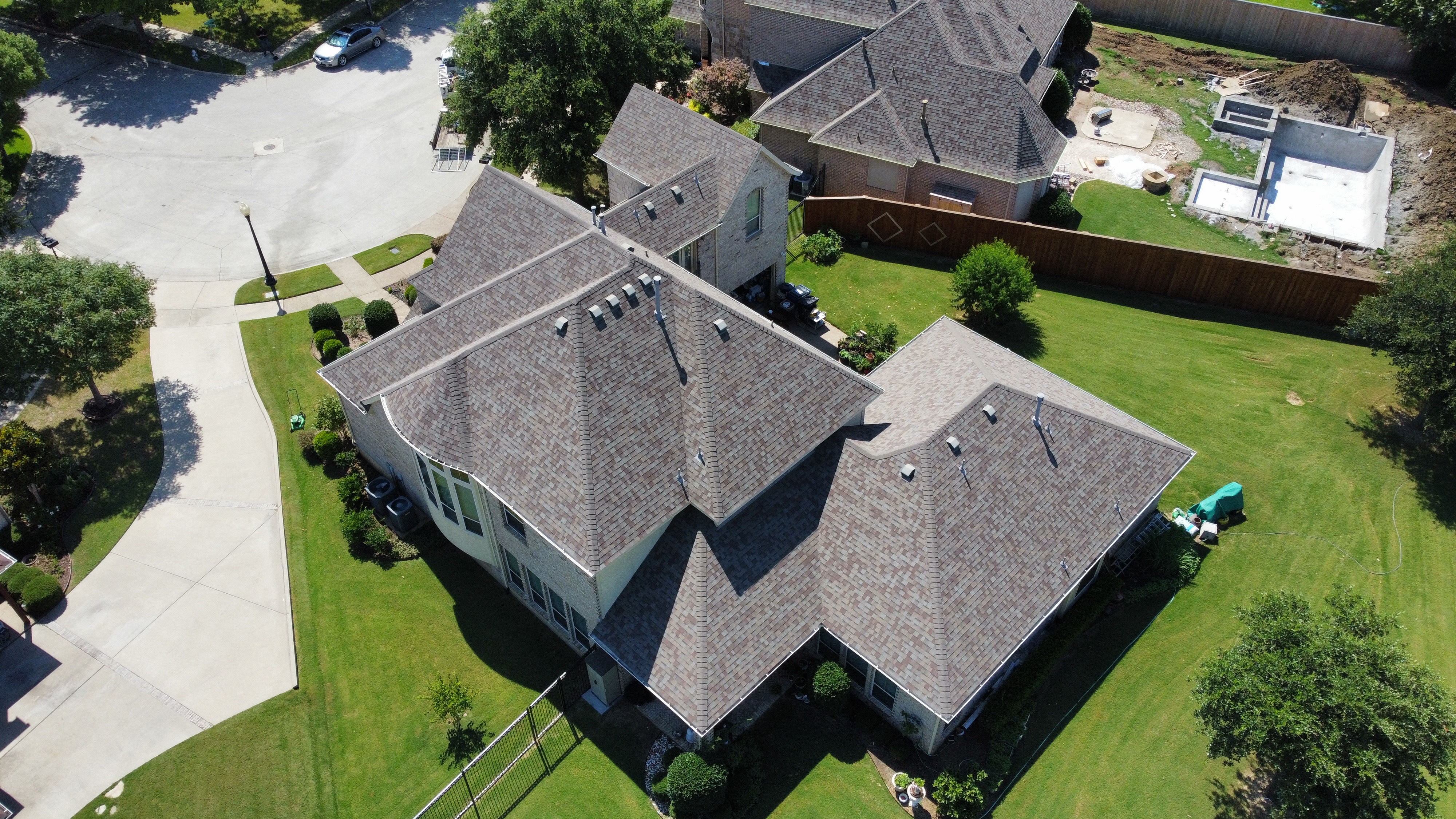 Overhead view of residential neighborhood