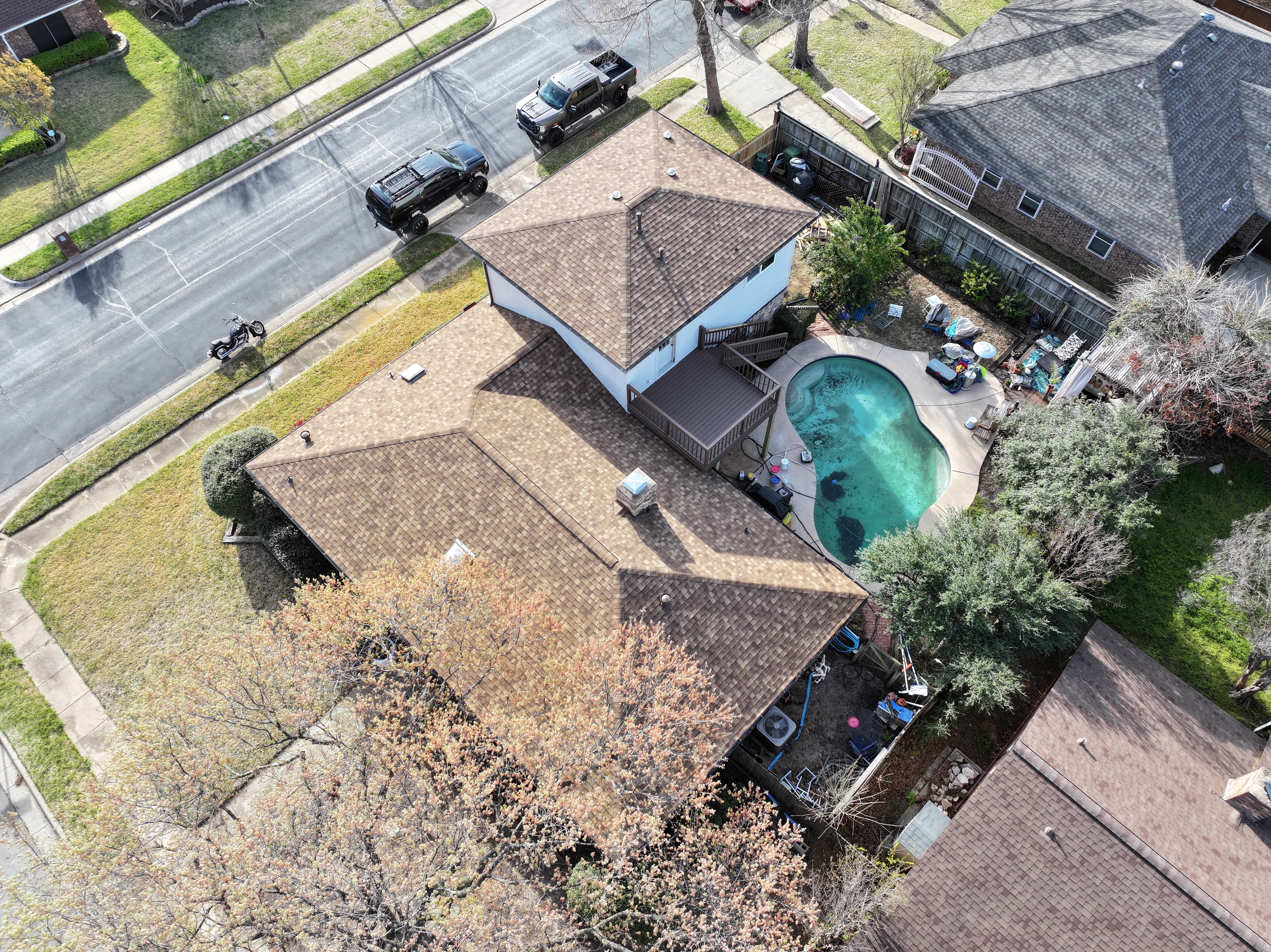 Aerial view of residential roof